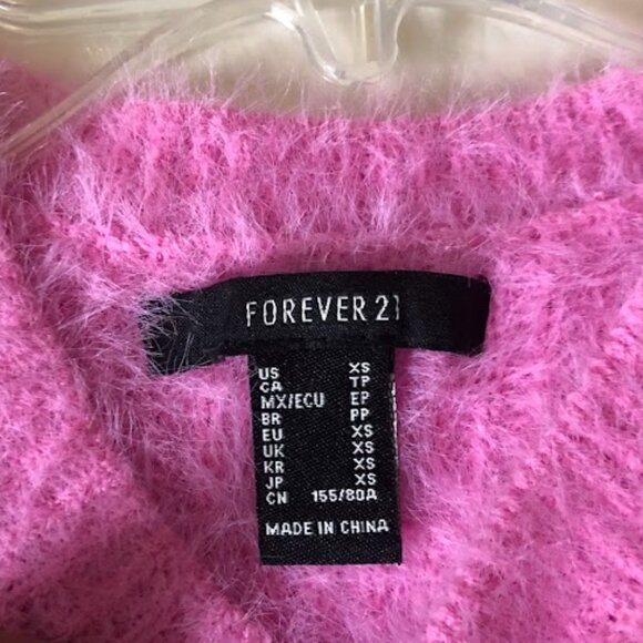 Forever 21 - 2PC Bundle Fuzzy Knit Keyhole Black Pink Sweater Vest Top - Picture 5 of 10
